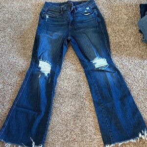 Judy Blue Dark Blue Distressed Flare Jeans